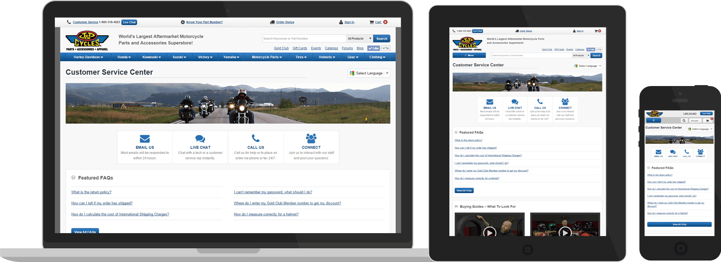 Sample views of the J&P Support Page